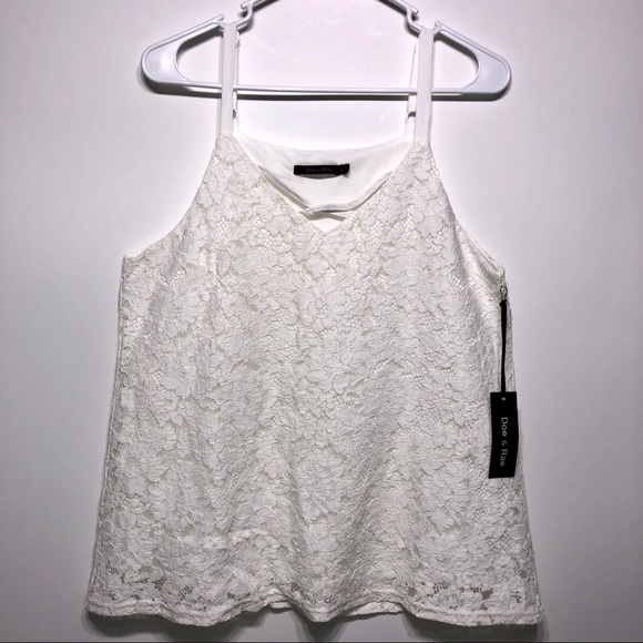Doe & Rae Tops - Doe & Rae “Thinking of you” lace tank top size M